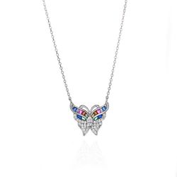 Sterling Silver Multicolour CZ Butterfly Necklace